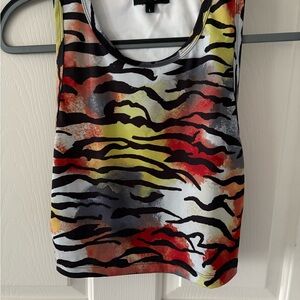 Ed Hardy Red and Yellow Abstract Crop Top